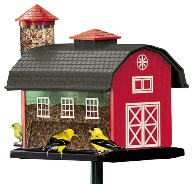 Red Barn Combo Feeder Farmhouse Bird Feeders by Songbird Essentials