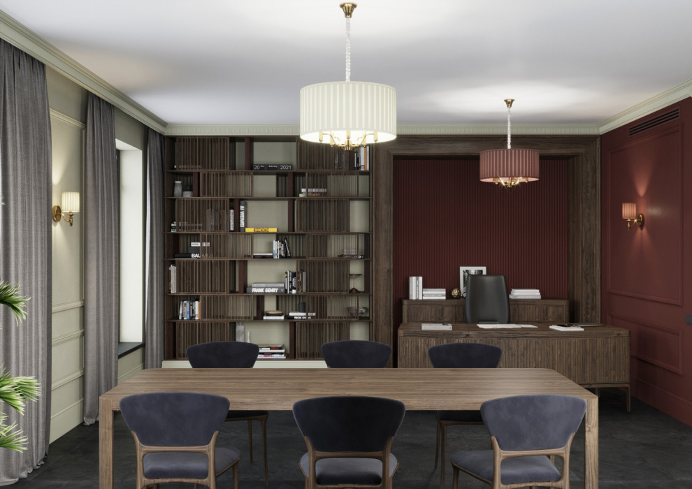 Кабинет в винных тонах