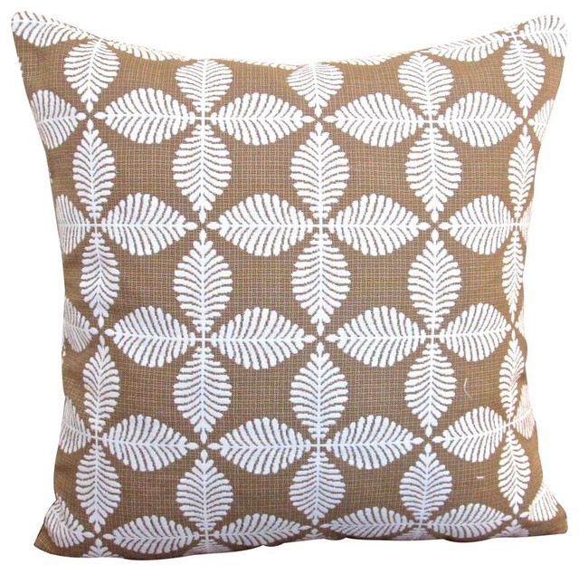 Brown Geometric Floral Accent 20x20 Throw Pillow, Pillow Cover Only