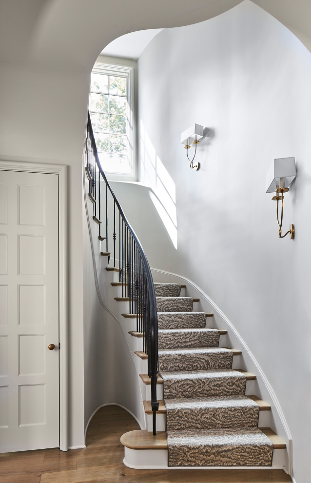 Photo of a transitional staircase in Charlotte.