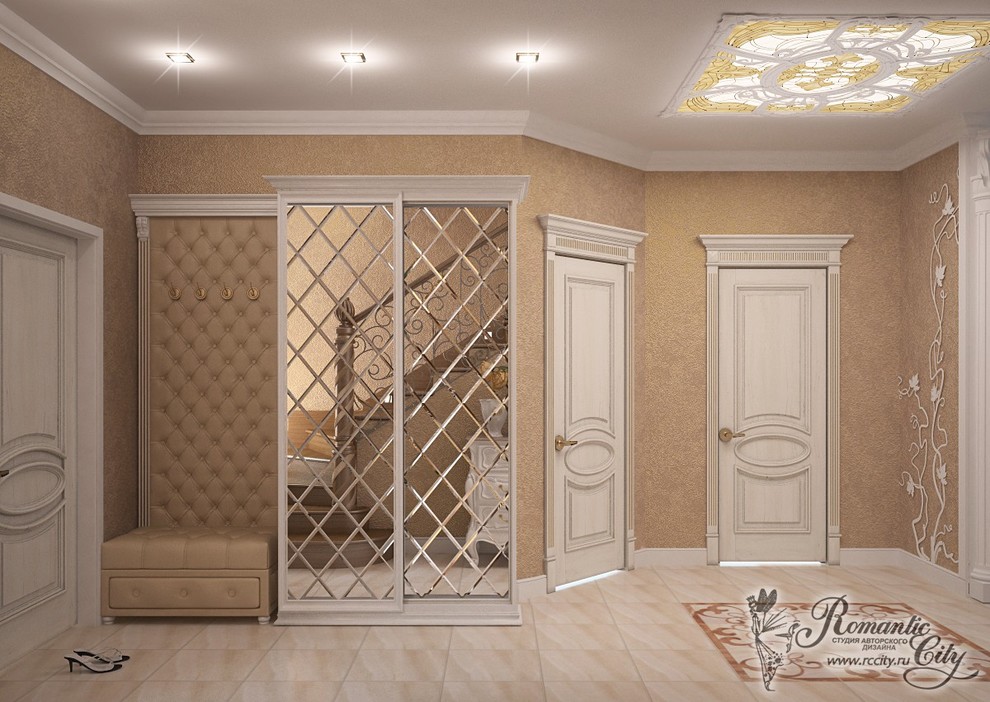 Дизайн дома в классическом стиле с нежной спальней