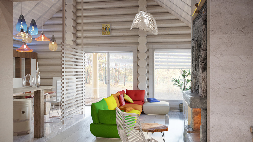 Интерьер дома в срубе