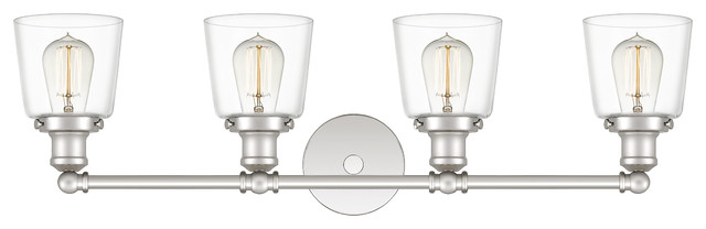 Union 4-Light Bath Fixture With Clear Glass Shade, Polished Nickel