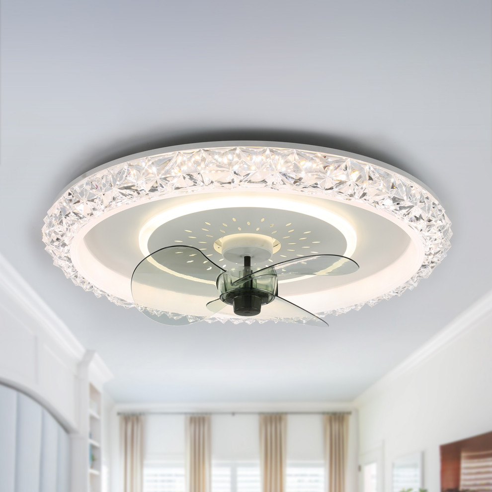 Bella Depot Modern Flush Mount Ceiling Fan with Remote Control and LED