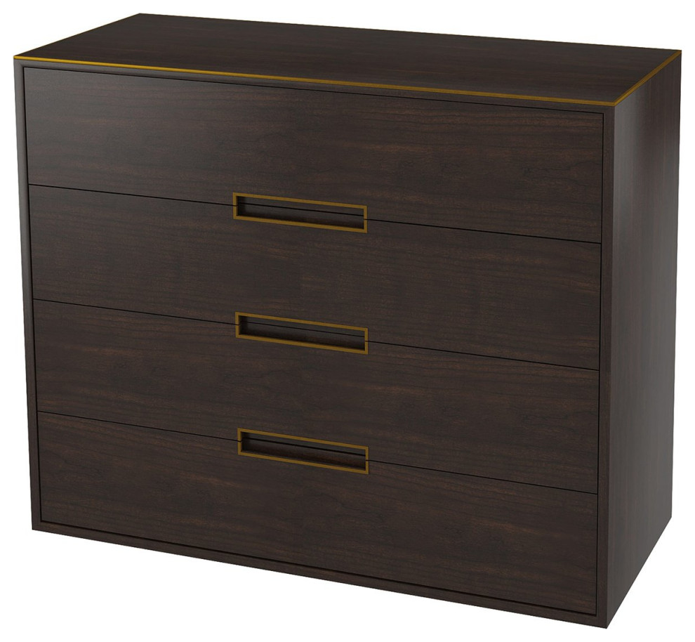 Theodore Alexander Bosworth Chest of Drawers - Almond & Brushed Pyrite