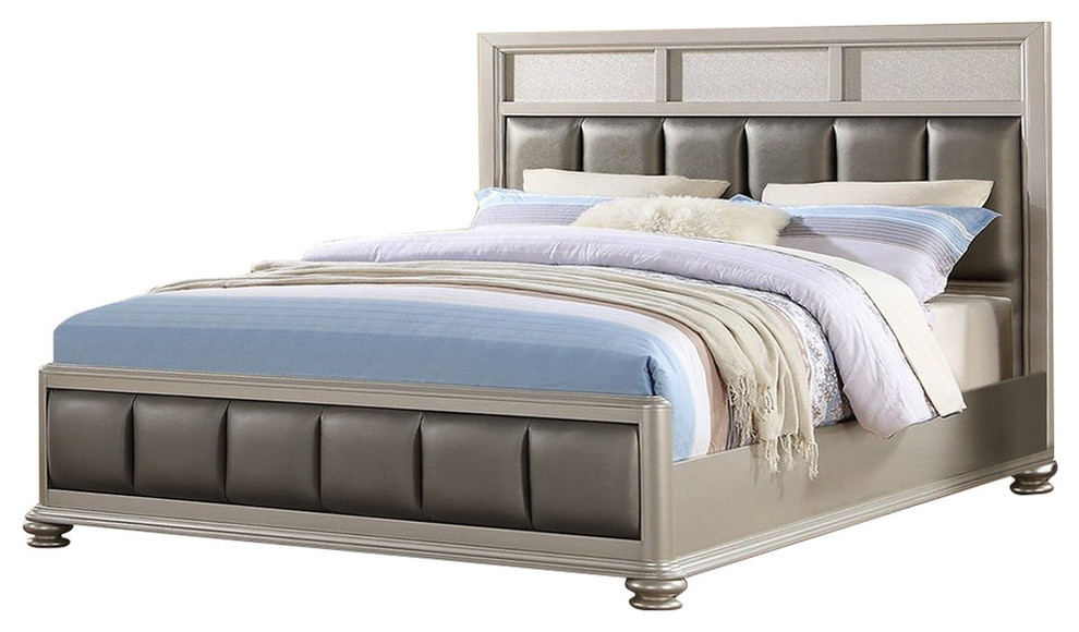 Modish Poplar Wood Queen Size Bed In Silver Gray Contemporary Platform Beds By Virventures