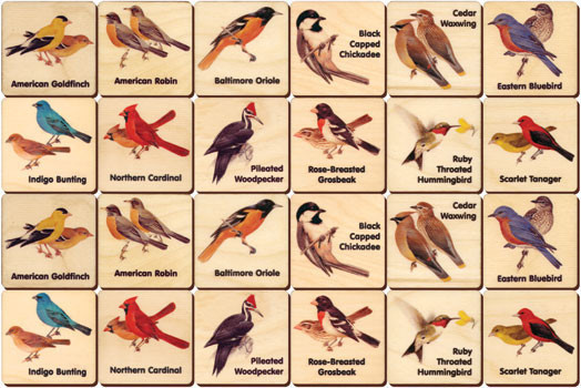 Backyard Birds Memory Tiles Game, Maple Landmark