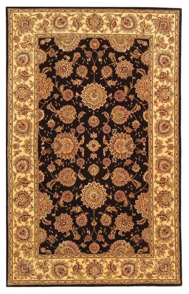 Persian Court Area Rug, Rectangle, Plum, Ivory, 5'x8'