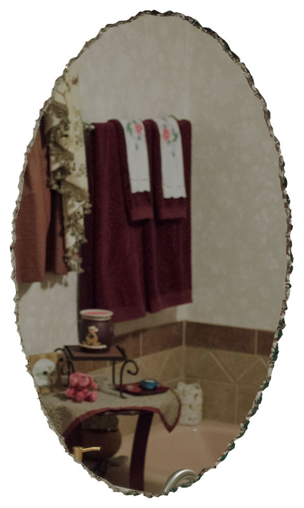 Front Chipped Oval Mirror Contemporary By Glass Design Llc Front Chipped Oval Mirror
