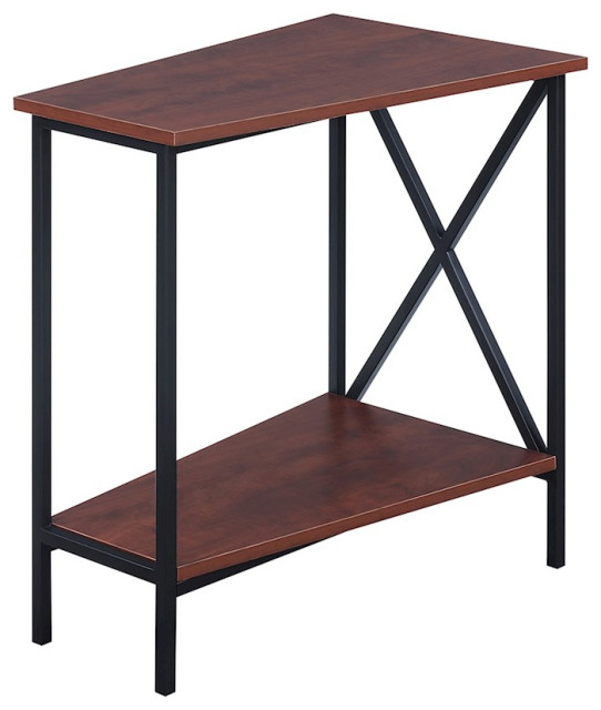 Convenience Concepts Tucson Wedge End Table, Black/Cherry Industrial