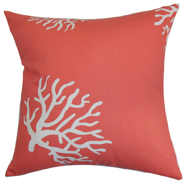 Jessamine Coral Bedding Sham Coral White Beach Style
