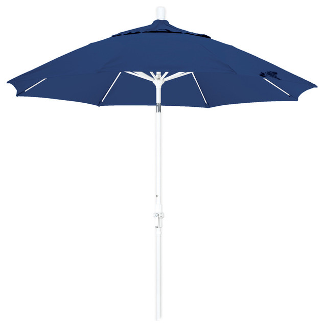 Houzz California Umbrella 9 Foot Olefin Fabric Crank Lift 9 Foot Olefin Fabric Crank Lift Tilting Aluminum Patio Umbrella With White Pole Contemporary Outdoor