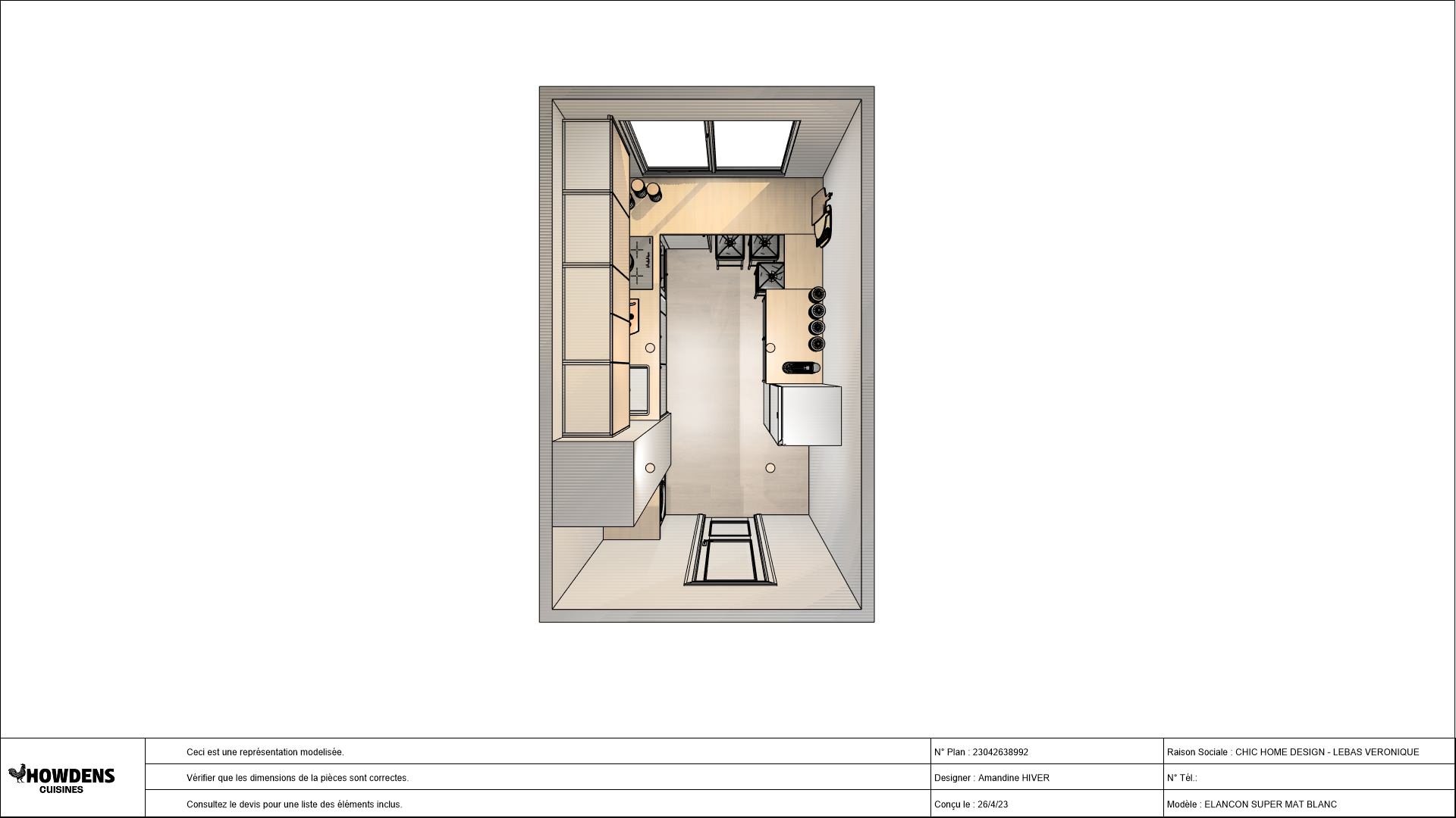 Plan 2D, vue aérienne cuisine