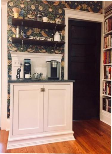 Example of a huge transitional u-shaped medium tone wood floor eat-in kitchen design with a farmhouse sink, beaded inset cabinets, white cabinets, soapstone countertops, white backsplash, subway tile backsplash, stainless steel appliances, an island and gray countertops