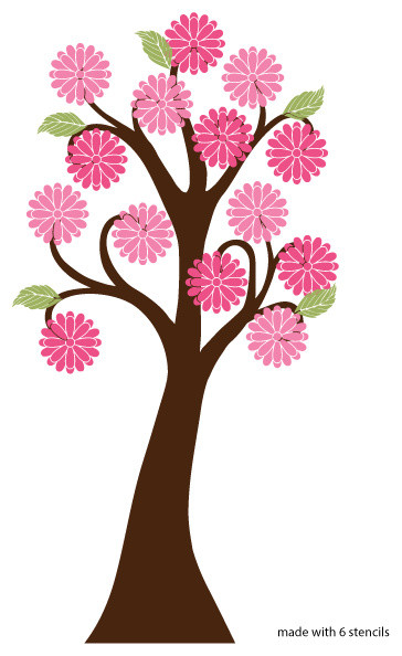 Giant Flowering Tree Wall Stencil For Painting Contemporary Giant Flowering Tree Wall Stencil For Painting