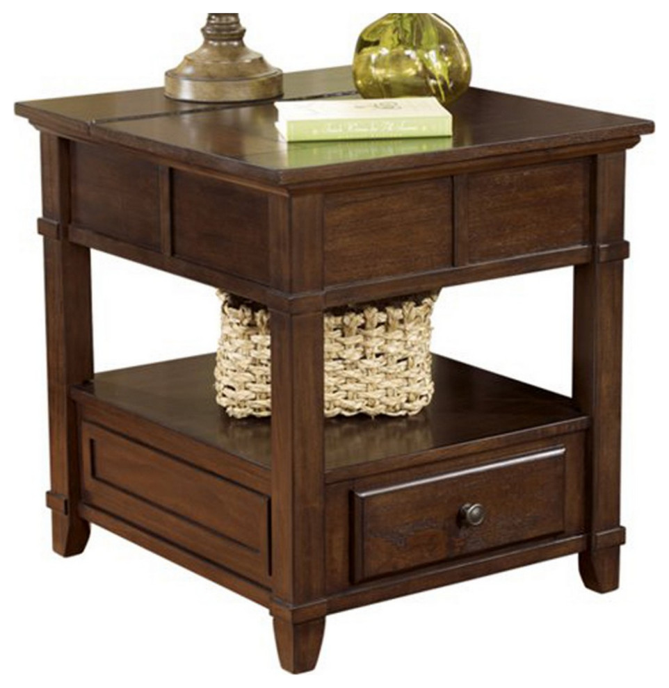 Benzara BM213293 1 Drawer Lift Top End Table with Open Bottom Shelf