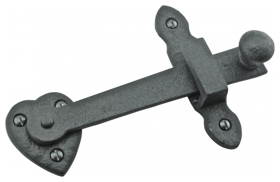 Black Wrought Iron Gate Flip Latch Antique Heart Style 4" Tall with