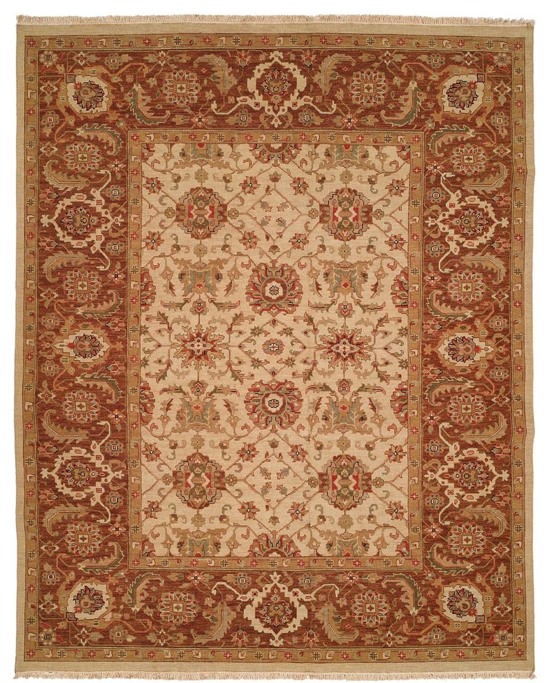 Soumak Flatweave Hand-Knotted Runner Rug, Ivory and Brown, 3'x5'