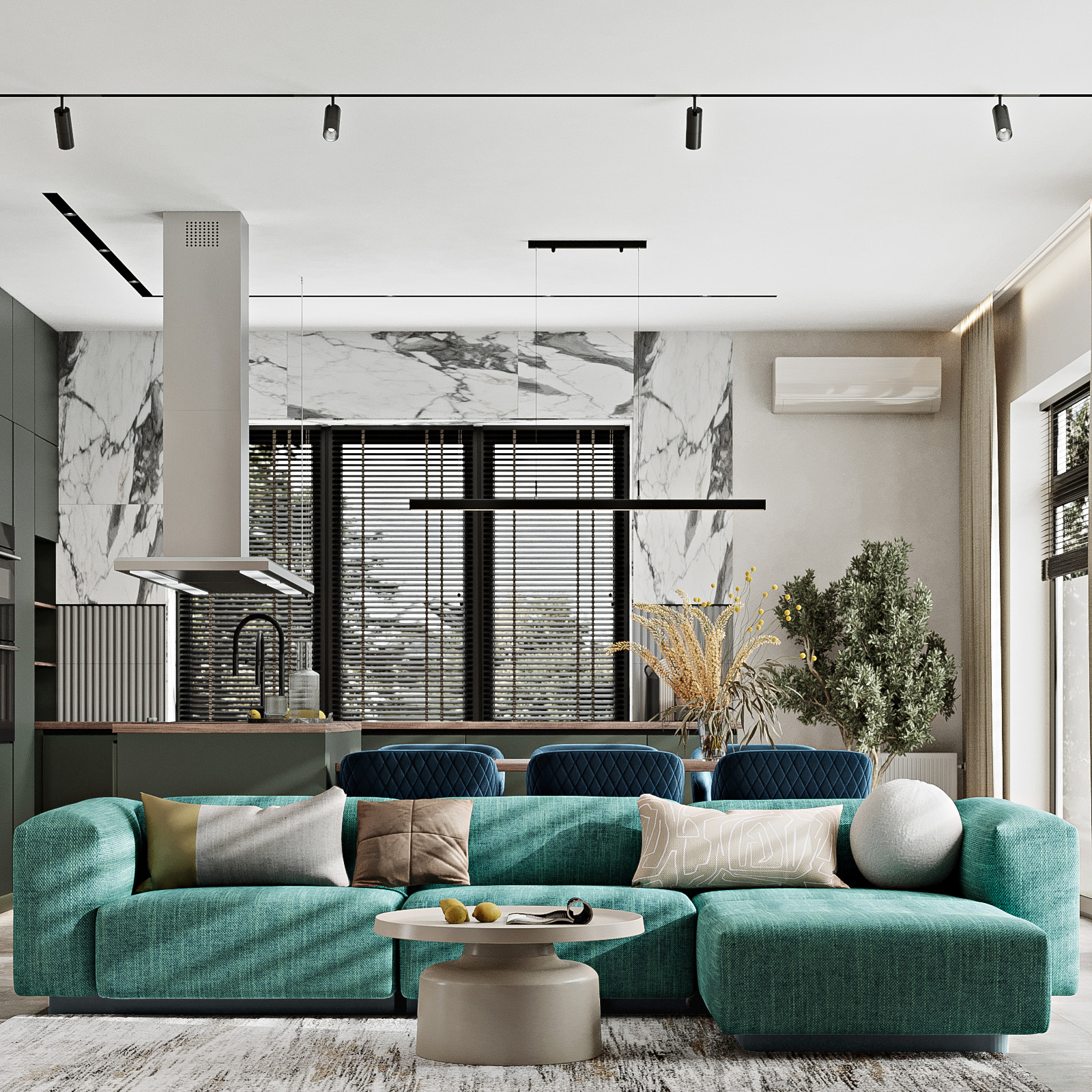 КП Первозванный 1, кухня-гостиная (вариант 4)