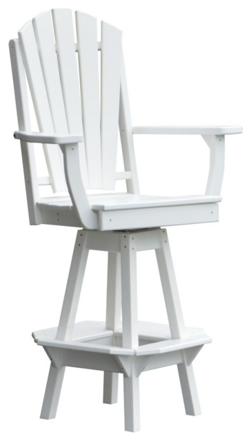 Poly Lumber Adirondack Swivel Bar Chair with Arms, White