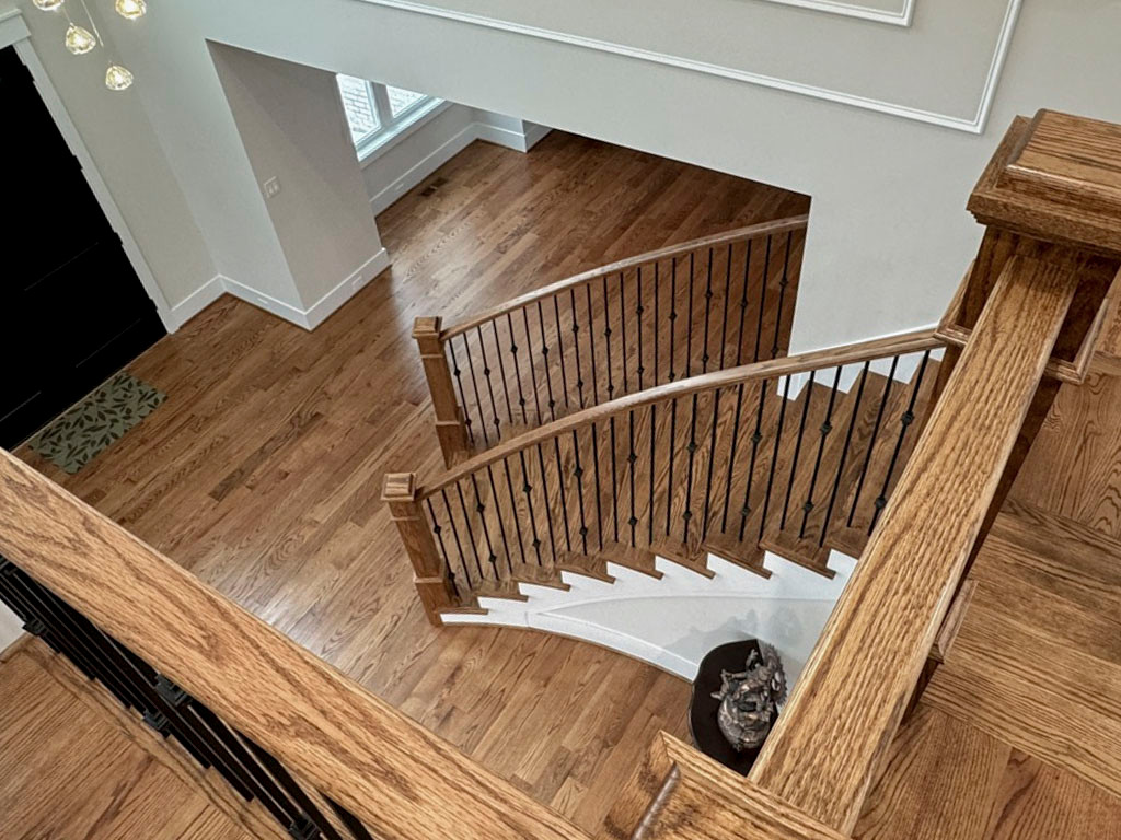 117_Distinct Oak Staircase with Iron Balusters & Oak Rail Profile, Chantilly VA