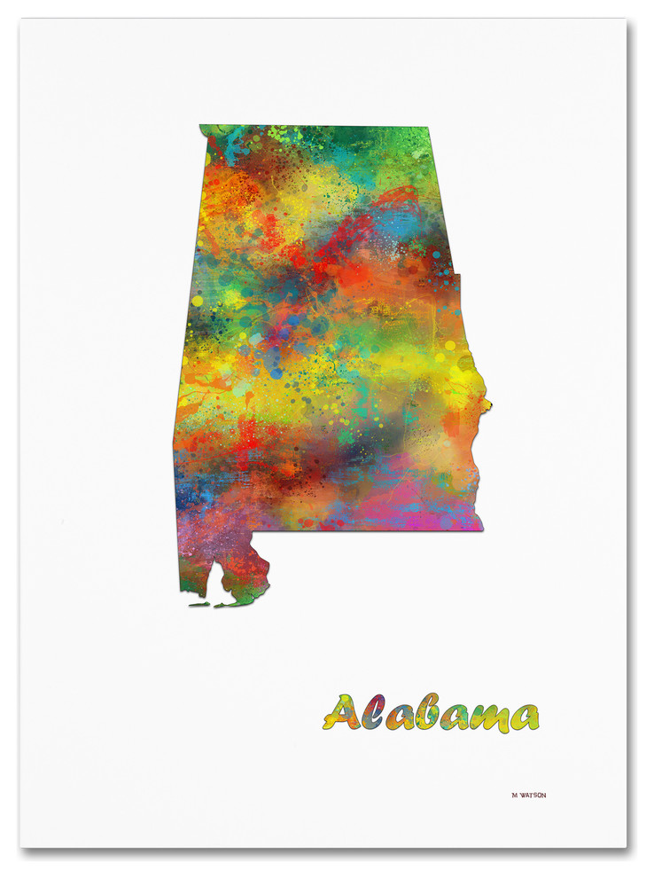 Marlene Watson 'Alabama State Map-1' Canvas Art, 24"x32"