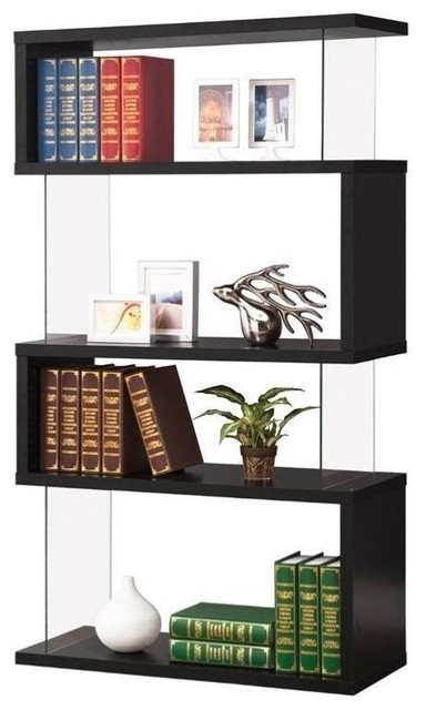 Bowery Hill 4 Shelf Asymmetrical Snaking Bookcase in Black