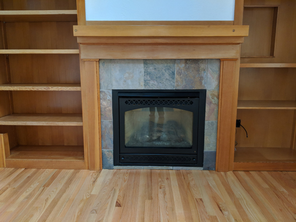 Custom Wood Shelving, Mantle, and Smallest Room Addition