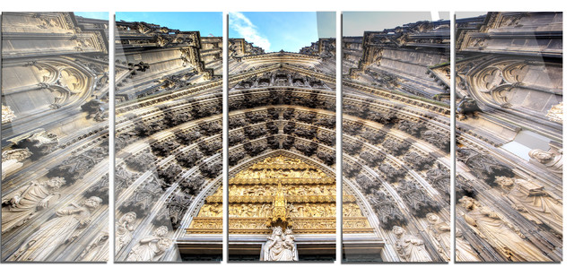 "Facade of the Dom Church in City" Metal Wall Art, 5 Panels, 60"x28"