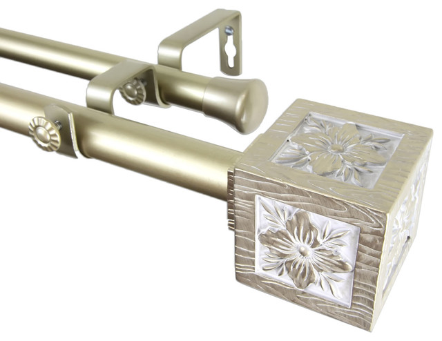 Rod Desyne Home Decorative Ophelia Double Curtain Light Gold Rod Desyne Home Decorative Ophelia Double Curtain Light Gold Traditional Rods By Here2