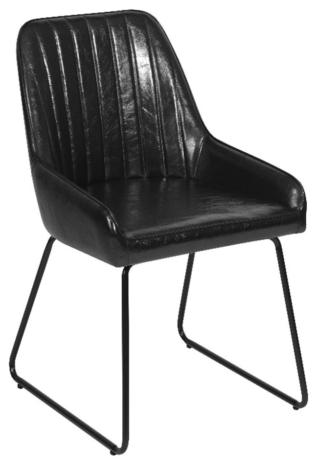 Homycasa Black Faux Leather Upholstered Dining Chairs(Set of 2) Industrial Dining Chairs