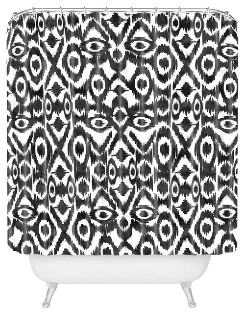 Zoe Wodarz Ikat JungleShower Curtain Mediterranean Shower Curtains