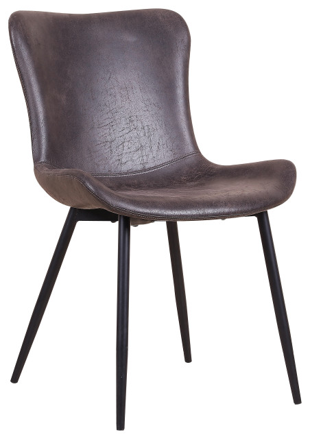 Bosone Set of 2 Faux Leather Dining Chairs , Brown Gray