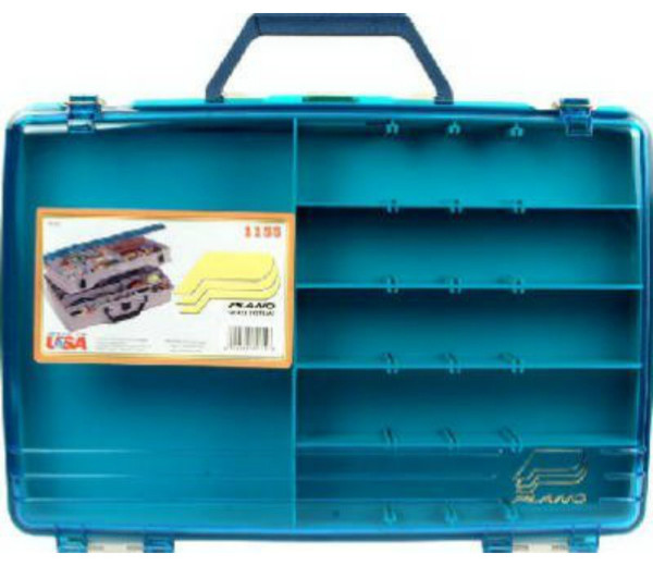 Plano® 1155 Two-Tier Satchel Tackle Box with Clear DuraView™ Lid, Beige/Blue
