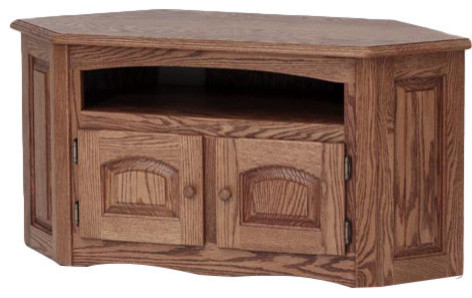 Solid Oak Country Style Corner Tv Stand Cabinet Transitional