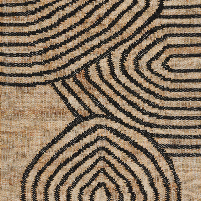 Abstract Arches Natural and Black Jute and Wool Rug, 8' X 10 ...