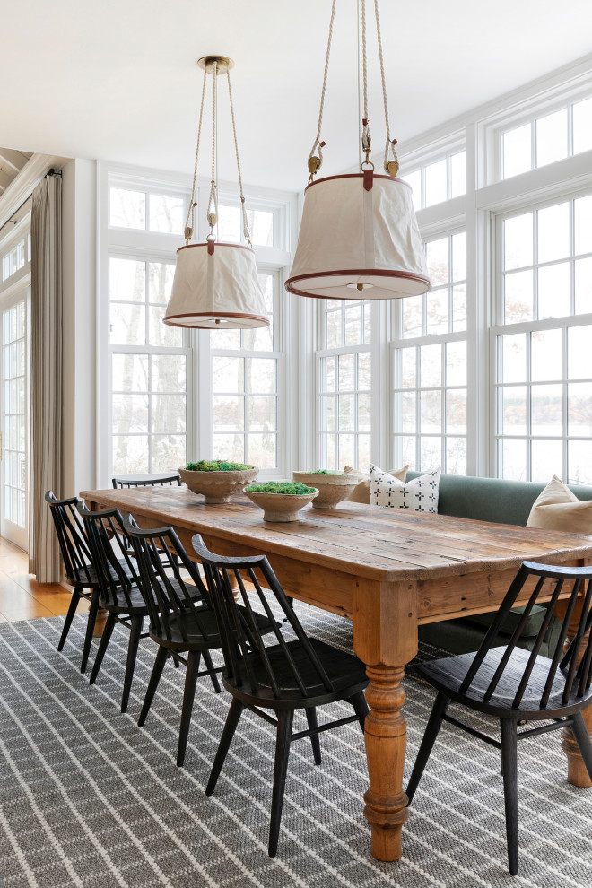 Example of a mountain style dining room design in Minneapolis