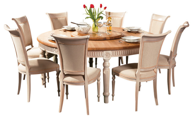 Badi Solid Wood Round Dining Table, Houzz Round Dining Room Table