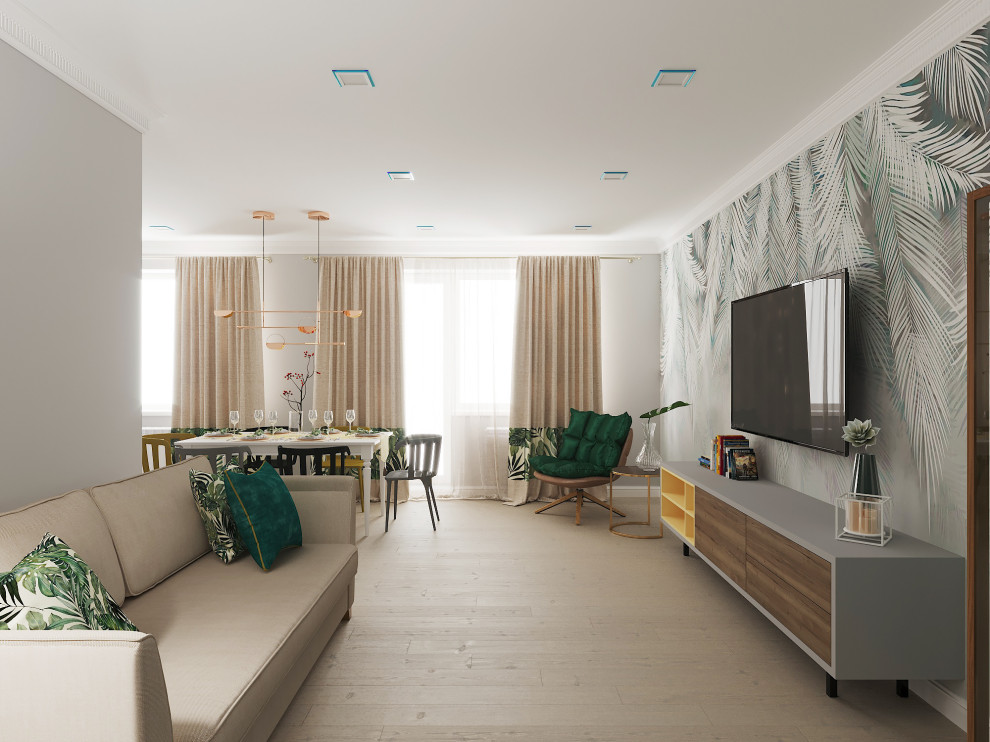 Гостиная-кухня для дружной семьи