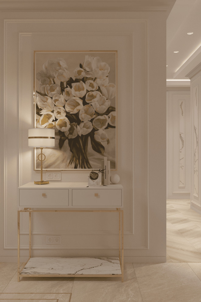 Просторная квартира в нежных оттенках со стильными элементами декора