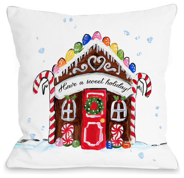 Gingerbread House, Multi, 18"x18" Pillow by Timree Gold