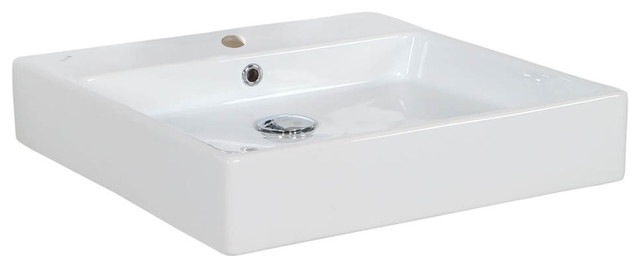 Simple 50.50B ADA Wall Mounted/Vessel Bathroom Sink in Ceramic White 19.7"