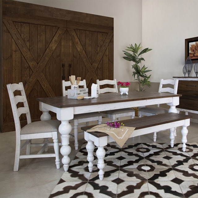 Crafters and Weavers Avalon Rustic Farmhouse 6 Piece Dining Set ...