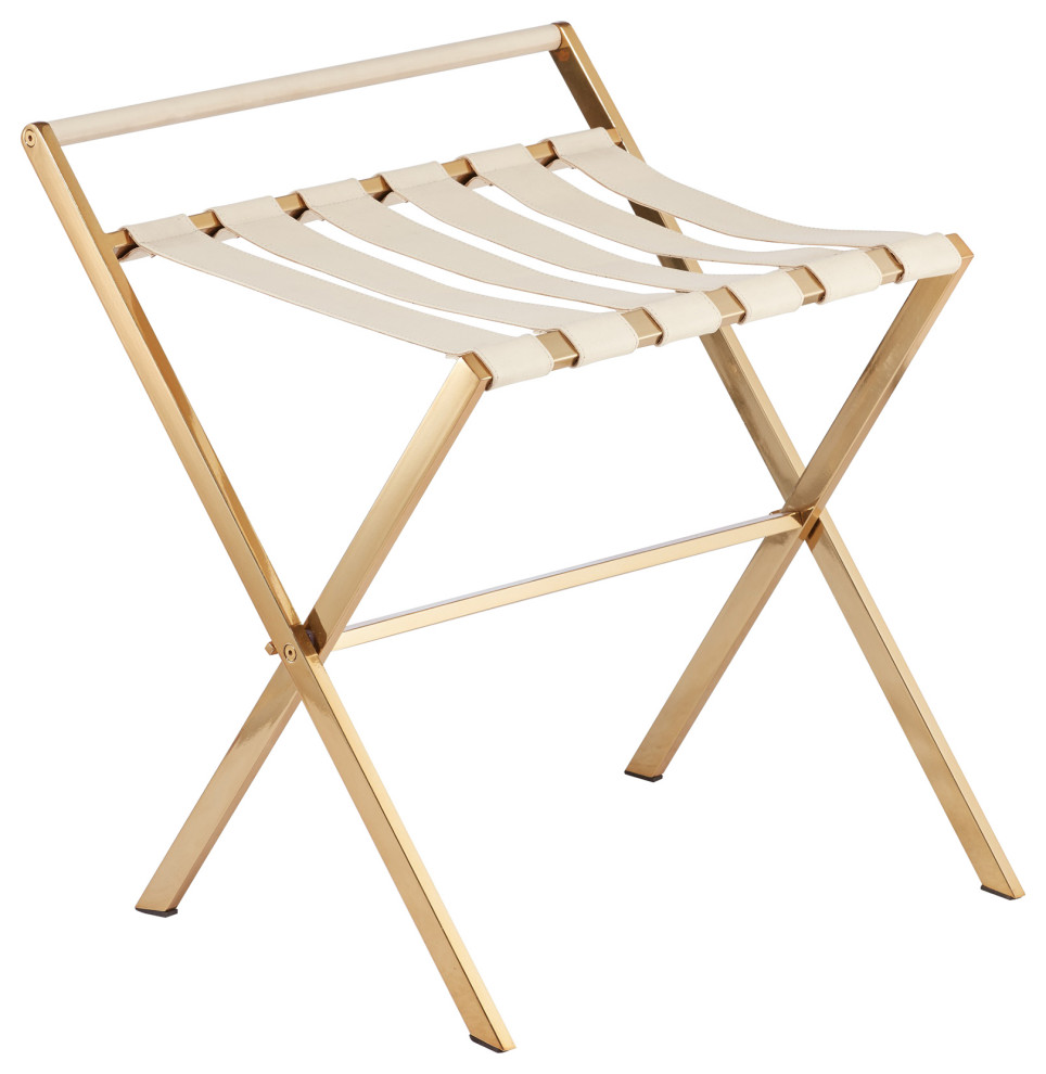 Luggage Rack, Gold Traditional Clothes Racks by Roselli Trading