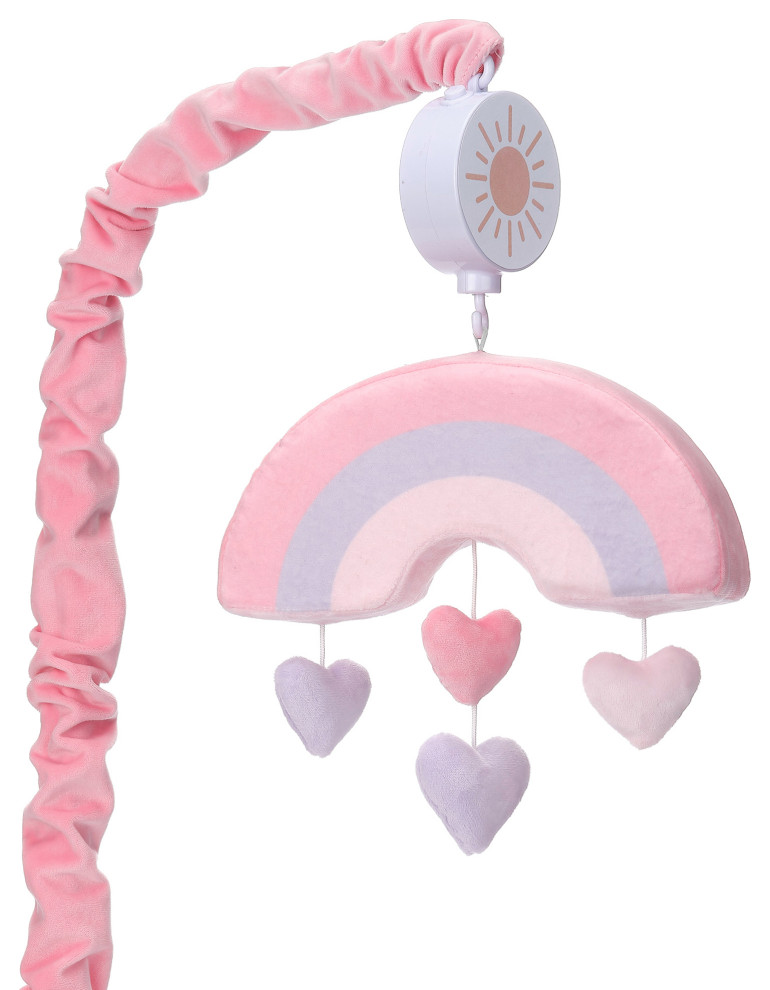 Bedtime Originals Rainbow Hearts Musical Baby Crib Mobile Pink, Purple, Love Baby Mobiles