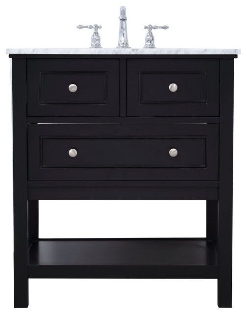 Elegant VF27030BK 30" Single Bathroom Vanity Set, Black Transitional