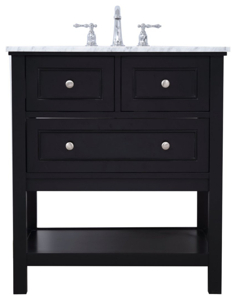 Elegant VF27030BK 30" Single Bathroom Vanity Set, Black Transitional