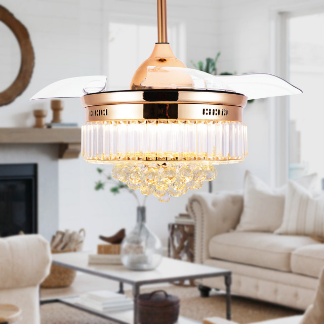 BellaDepot Crystal Bladeless Ceiling Fan, Drum chandelier ...