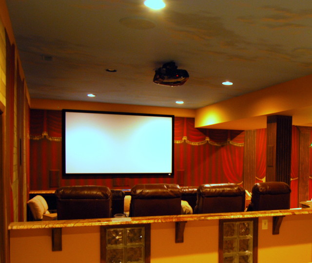 Home Theater Mural by Tom Taylor of Mural Art LLC, handpainted in a