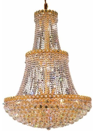Elegant Lighting 1901G30G Century 17-Light Three-Tier Crystal Chandelier, Gold